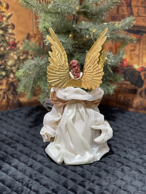 GREEN & GOLD FABRIC MACHE ANGEL XPXMGRM