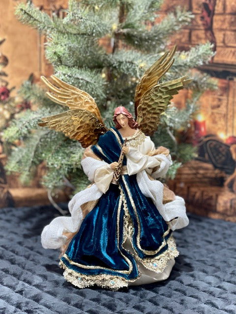 BLUE & GOLD FABRIC MACHE ANGEL XPXMBLF