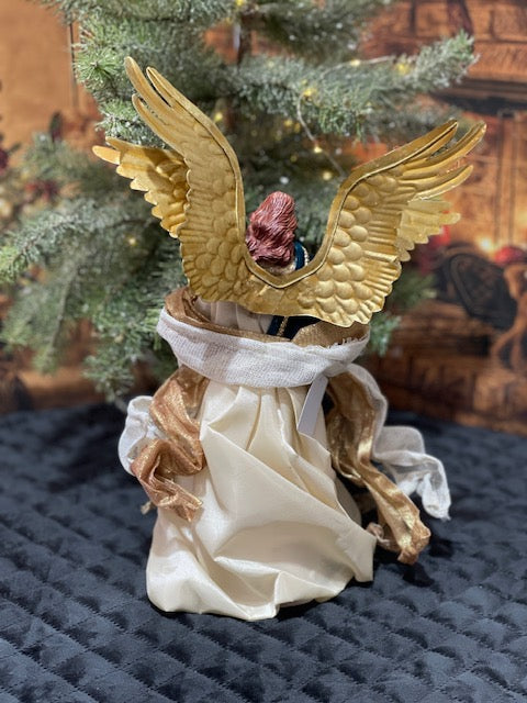BLUE & GOLD FABRIC MACHE ANGEL XPXMBLF