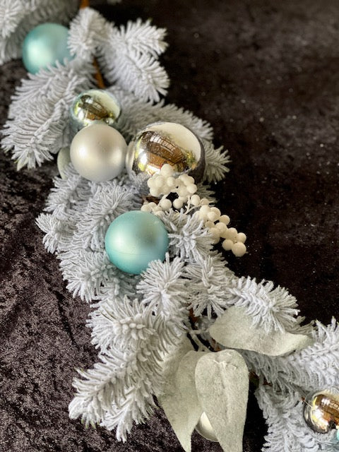 SNOWY SAGE SILVER BAUBLE GARLAND 6FT XDWSSGA