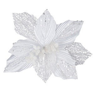 CLIP ON POINSETTIA WHITE & SHEER XDPSCWL