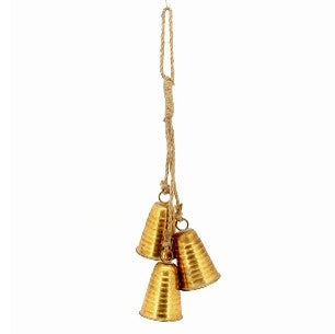 ROPE METAL ANTIQUE GOLD 3 BELL DROP XVNBAG3