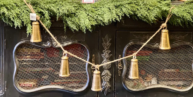 ANTIQUE GOLD 5 BELL ROPE GARLAND XVNBAG5