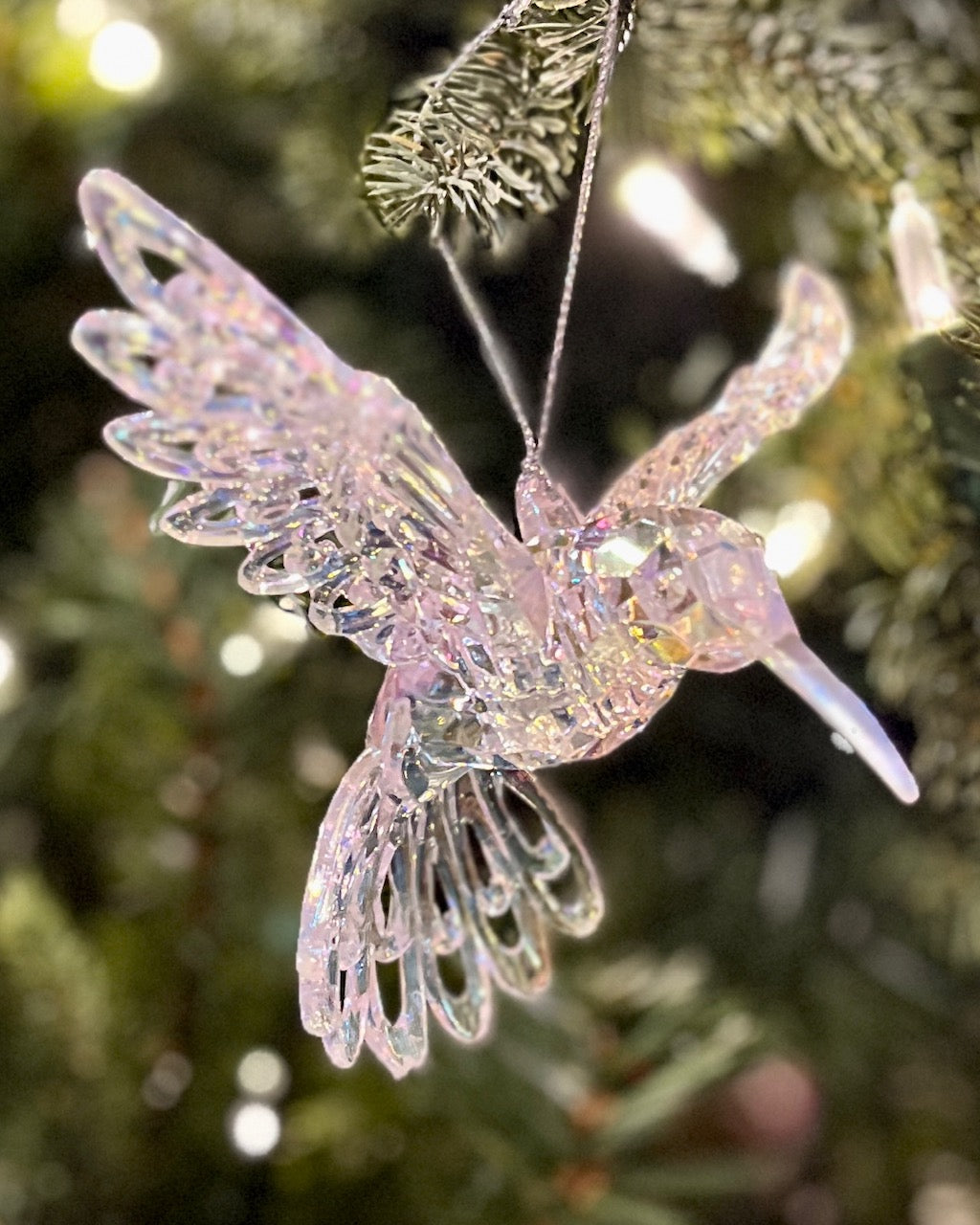 ACRYLIC HUMMINGBIRD CLEAR ORNAMENT XASCIHU