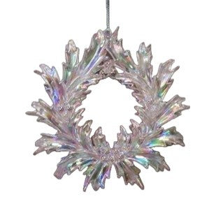 ACRYLIC IRRIDESCENT WREATH PINK ORNAMENT XASCPWR