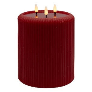 AURA LED RIBBED CANDLE RED 3 WICK SYARX3