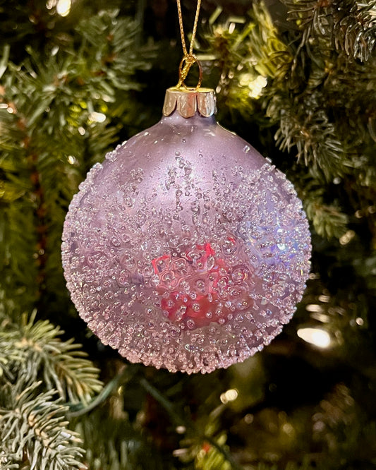 8CM LILAC SPECKLE ROUND GLASS ORNAMENT XGMACFD