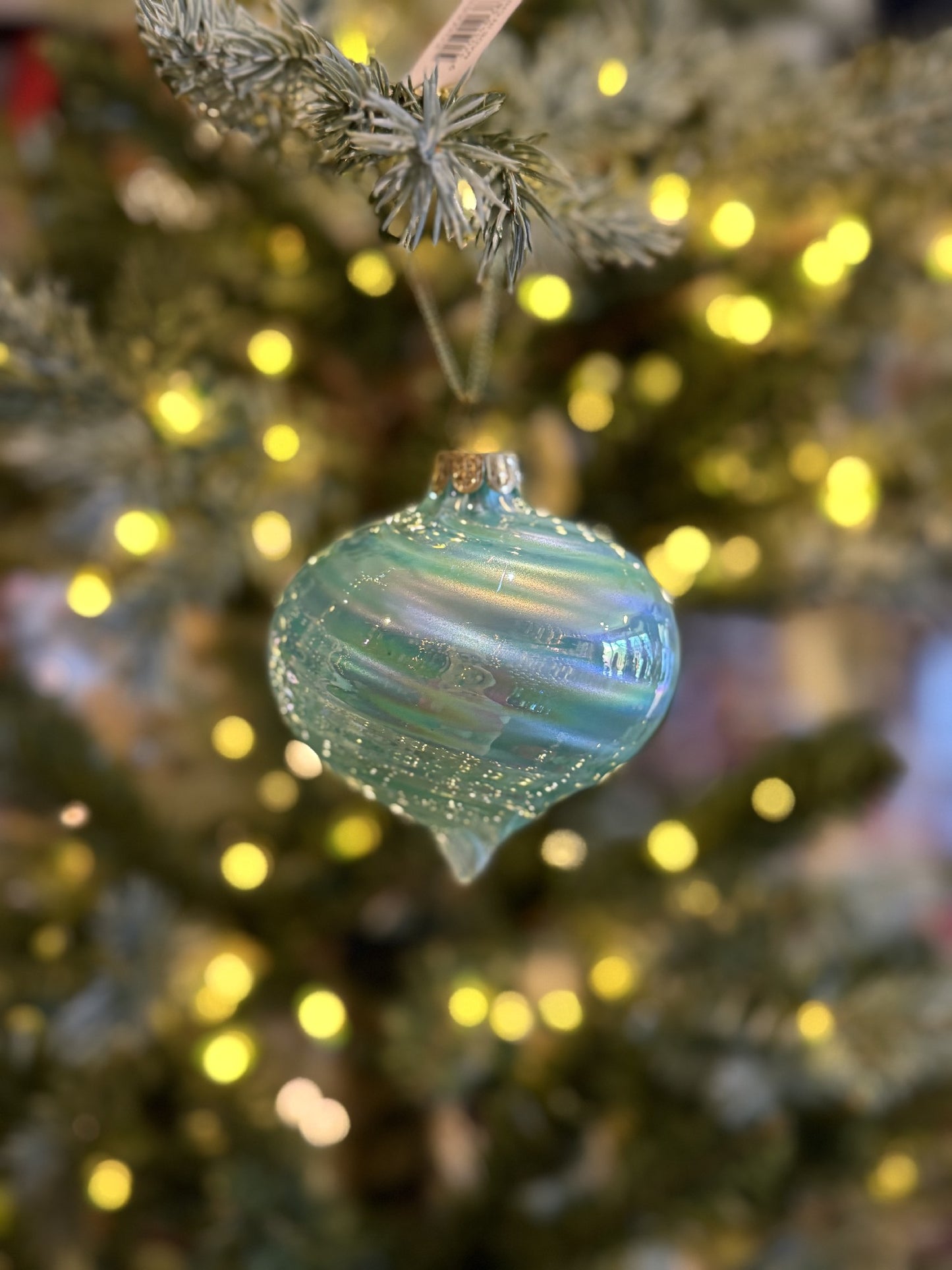 TIFFANY BLUE PEARL ONION GLASS HANGING ORNAMENT XGMASIR