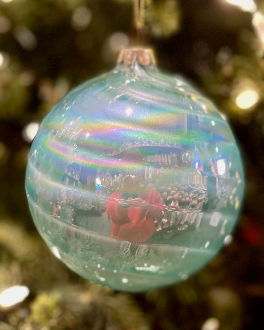TIFFANY BLUE PEARL ROUND GLASS ORNAMENT XGMASIS