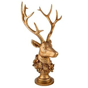 GOLD DEER HEAD ON STAND XNHDHGO