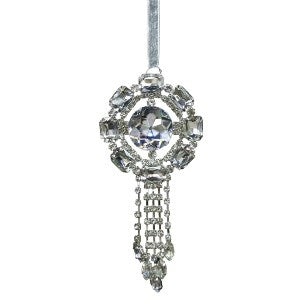 GLASS CLEAR JEWEL TASSLE DROP ORNAMENT XVAVCTA