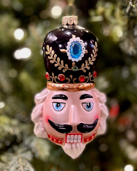 GLASS NUTCRACKER HEAD ORNAMENT BLACK XGHQNBK