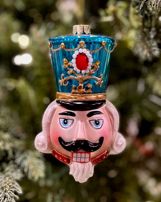 GLASS NUTCRACKER HEAD ORNAMENT XGHQNBL
