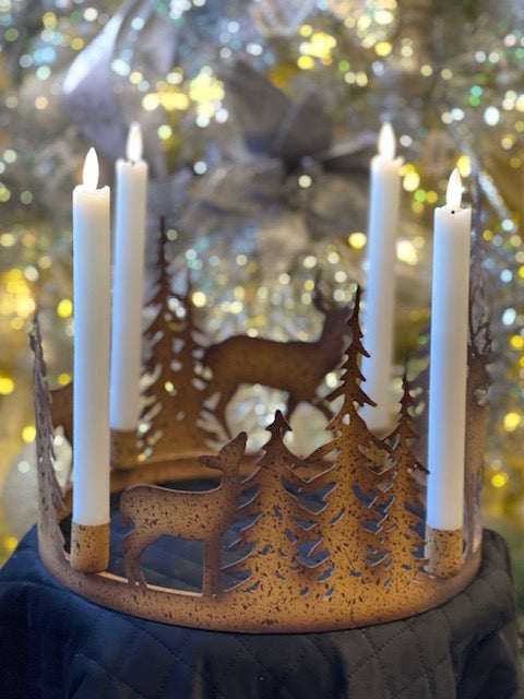 RUSTIC WOODLAND DEER METAL CUT OUT CANDLE HOLDER XVTBDCH