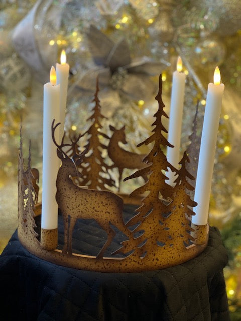 RUSTIC WOODLAND DEER METAL CUT OUT CANDLE HOLDER XVTBDCH
