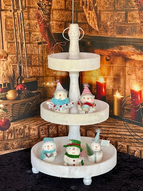 WHITEWASH 3 TIER WOOD ROUND STAND GA0013