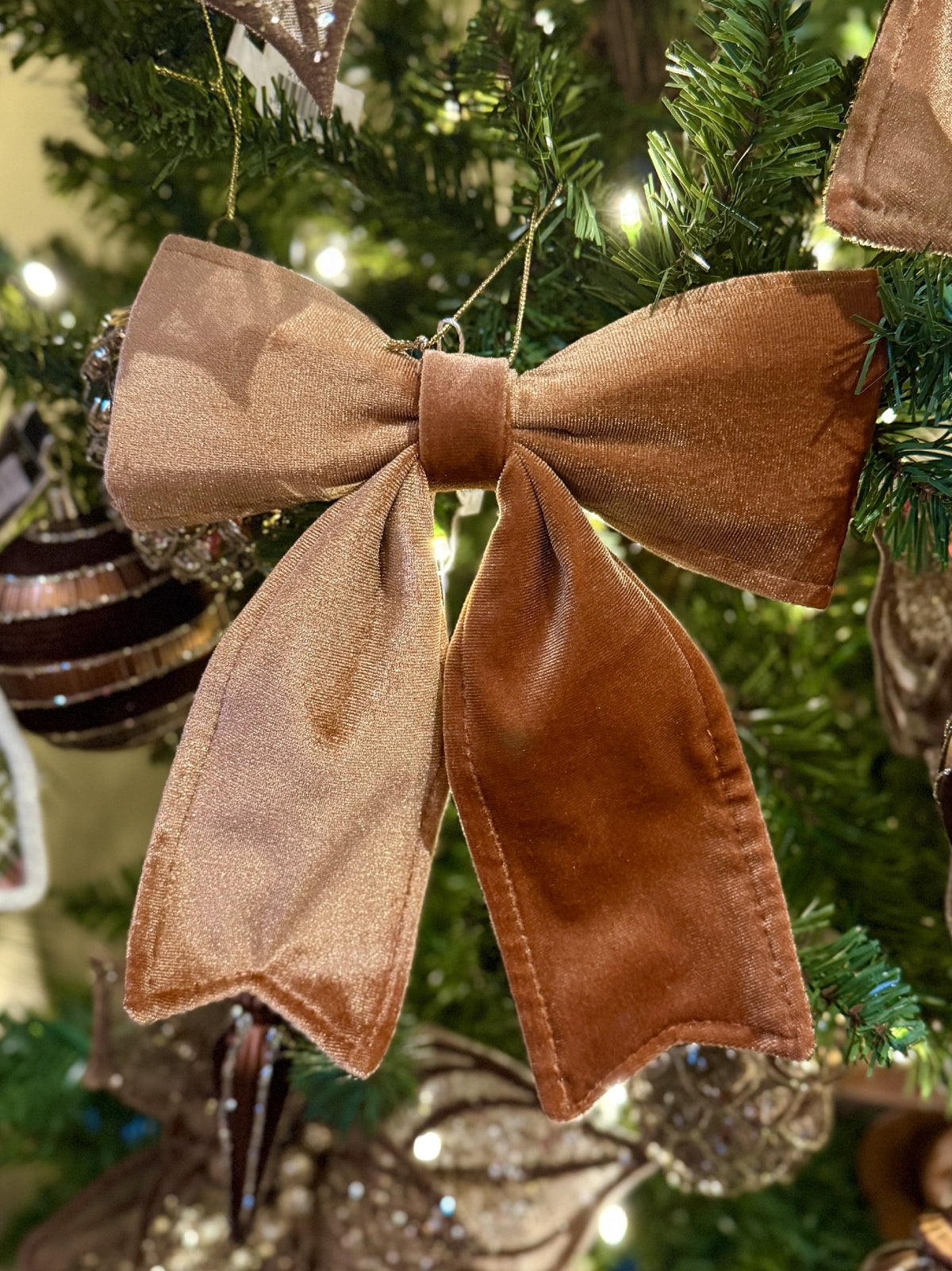 Chestnut Velvet Hanging Bow 24x18cm XX12542