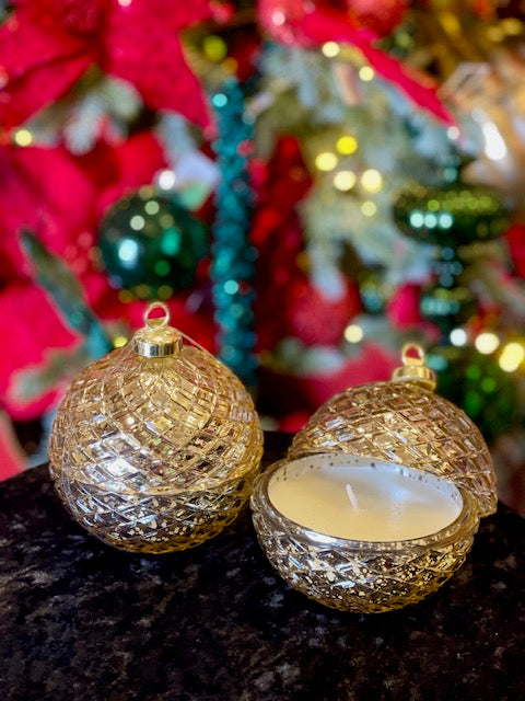 CHAMPAGNE MERCURY CUT GLASS BAUBLE CANDLE XX4260