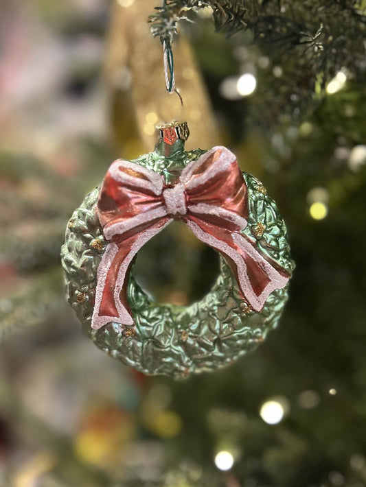 Wreath Ornament Hanger PS 9x4cm Red/Grn