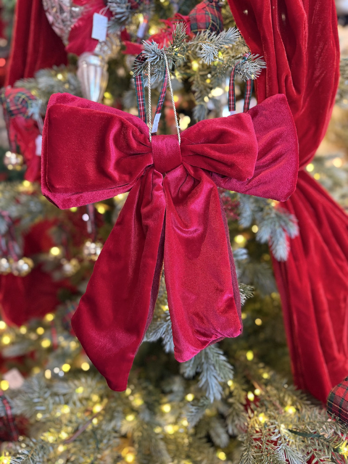 Hanging Bow Velvet 30x34cm Burgundy XM0640