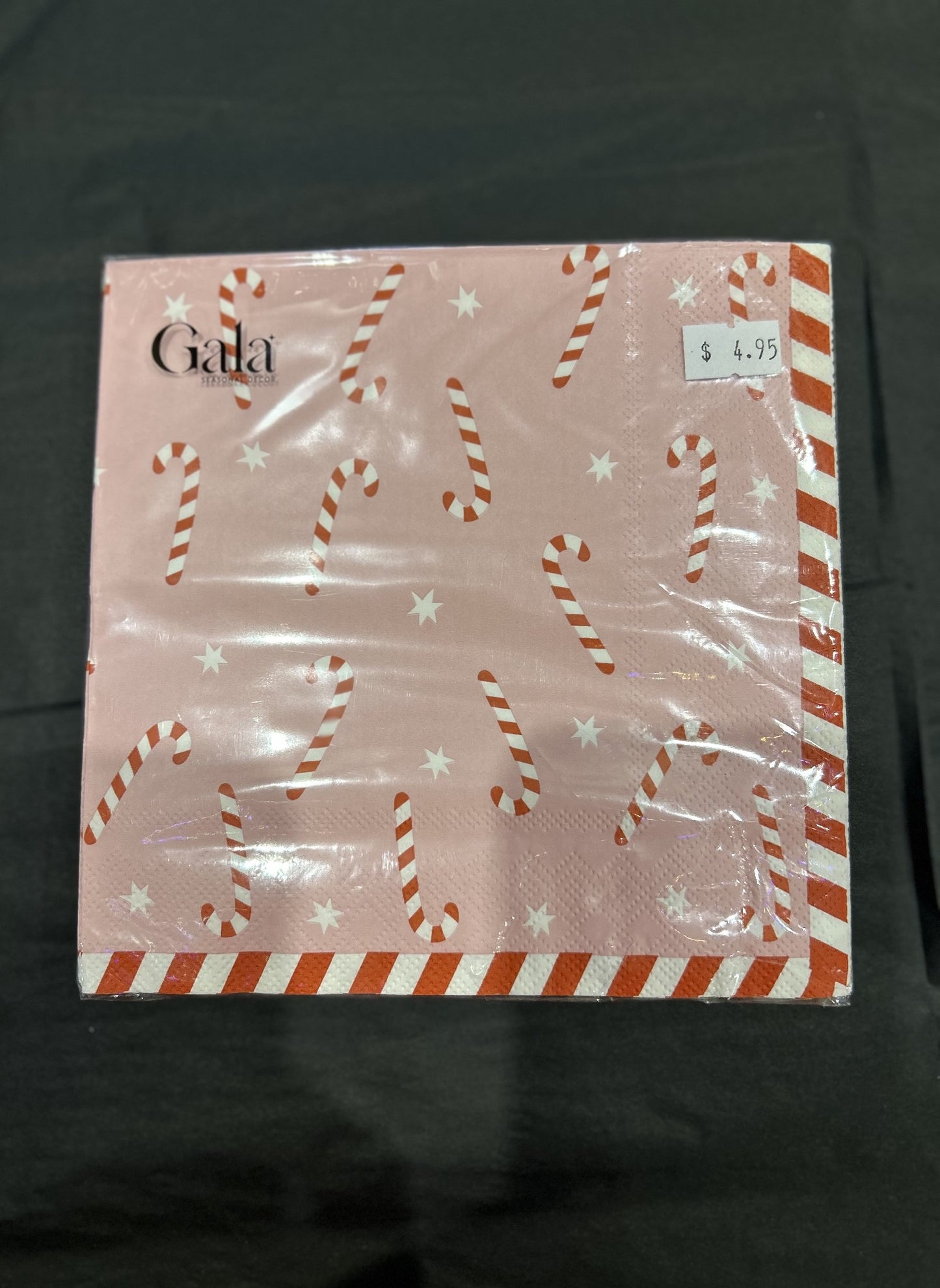 PINK CANDY CANE 20 PACK 3PLY NAPKINS XM0997