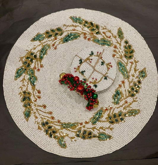 Beaded Napkin Ring Bells & Berries XM0008