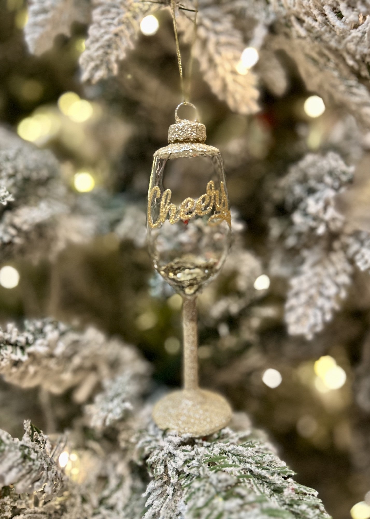 Champagne Flute with glitter Glass ornament XM0555