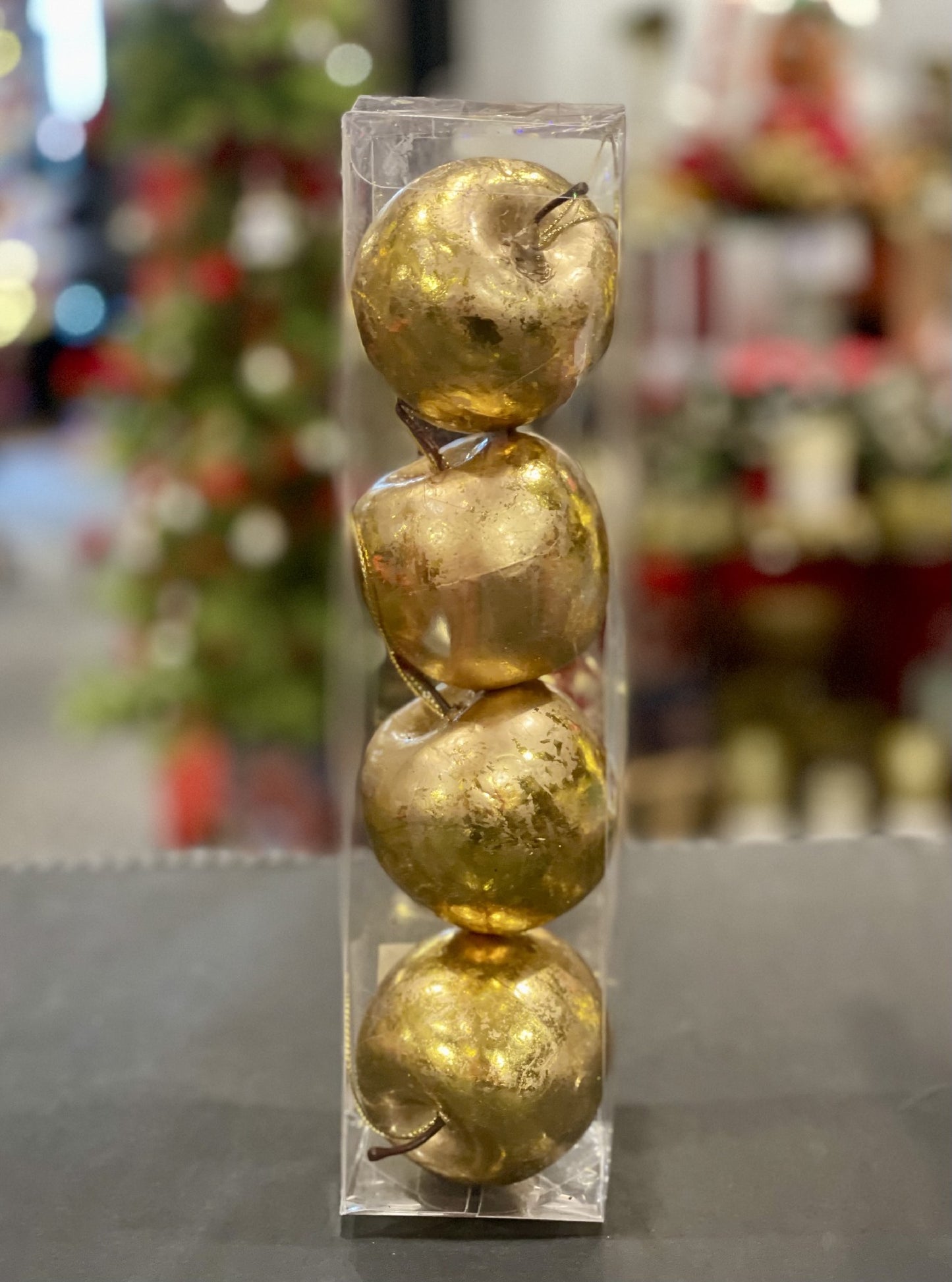 GOLD APPLE ORNAMENTS PACK OF 4 33002096GO