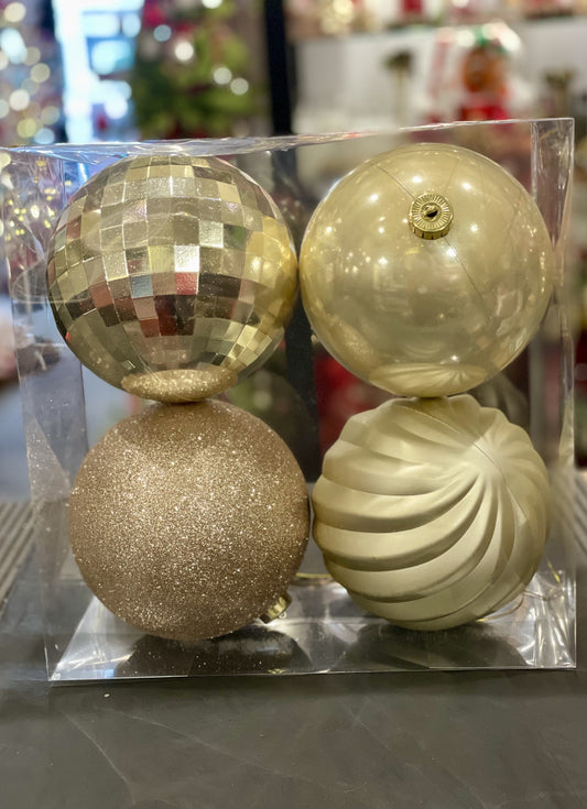 CHAMPAGNE SET OF 4 15CM BAUBLES 33009891CHP