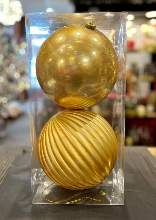 SET OF 2 GOLD 20CM ASSORTED BAUBLES 33001208GO