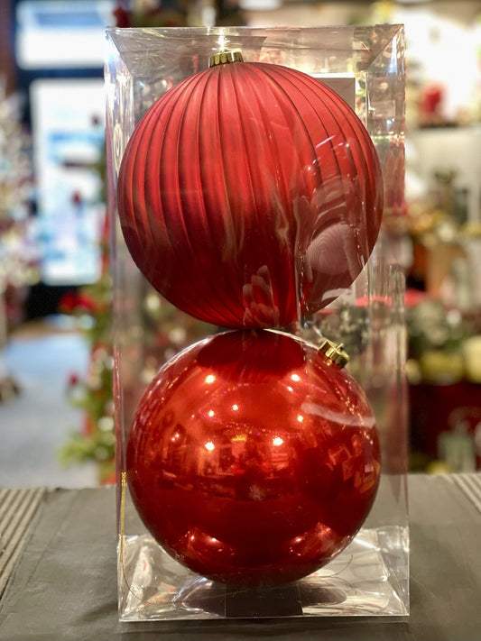 SET OF 2 RED 20CM BAUBLES PACK OF 2 33001208RE