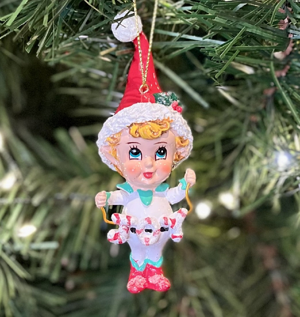 RETRO CHRISTMAS CHILD JOY WORD WITH SANTA HAT HANGING ORNAMENT SHD819