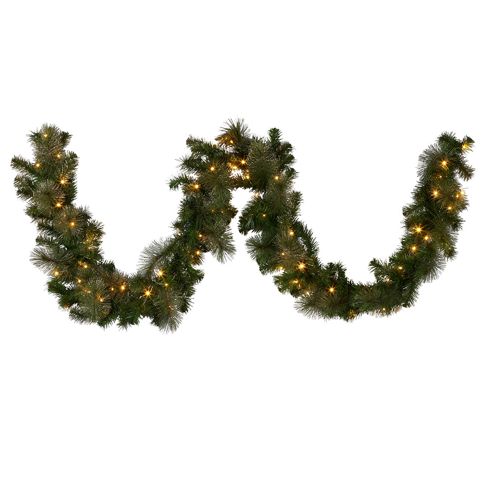 GLITTERY GOLD PINE LED DUAL COLOUR 9FT GARLAND SENGG274
