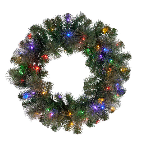 GLITTERY GOLD 61CM LED DUAL COLOUR PINE WREATH SENGG61