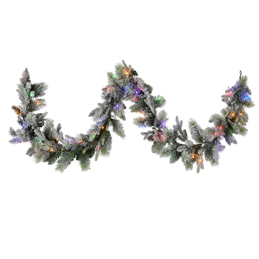 SNOWY STAMFORD SPRUCE 9FT LED DUAL COLOUR GARLAND NATSS274