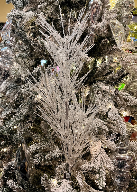 86CM WHITE GLITTER SPRAY PICK X48864