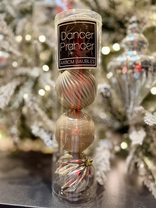 8CM PLATINUM BAUBLE 4 PACK X421437