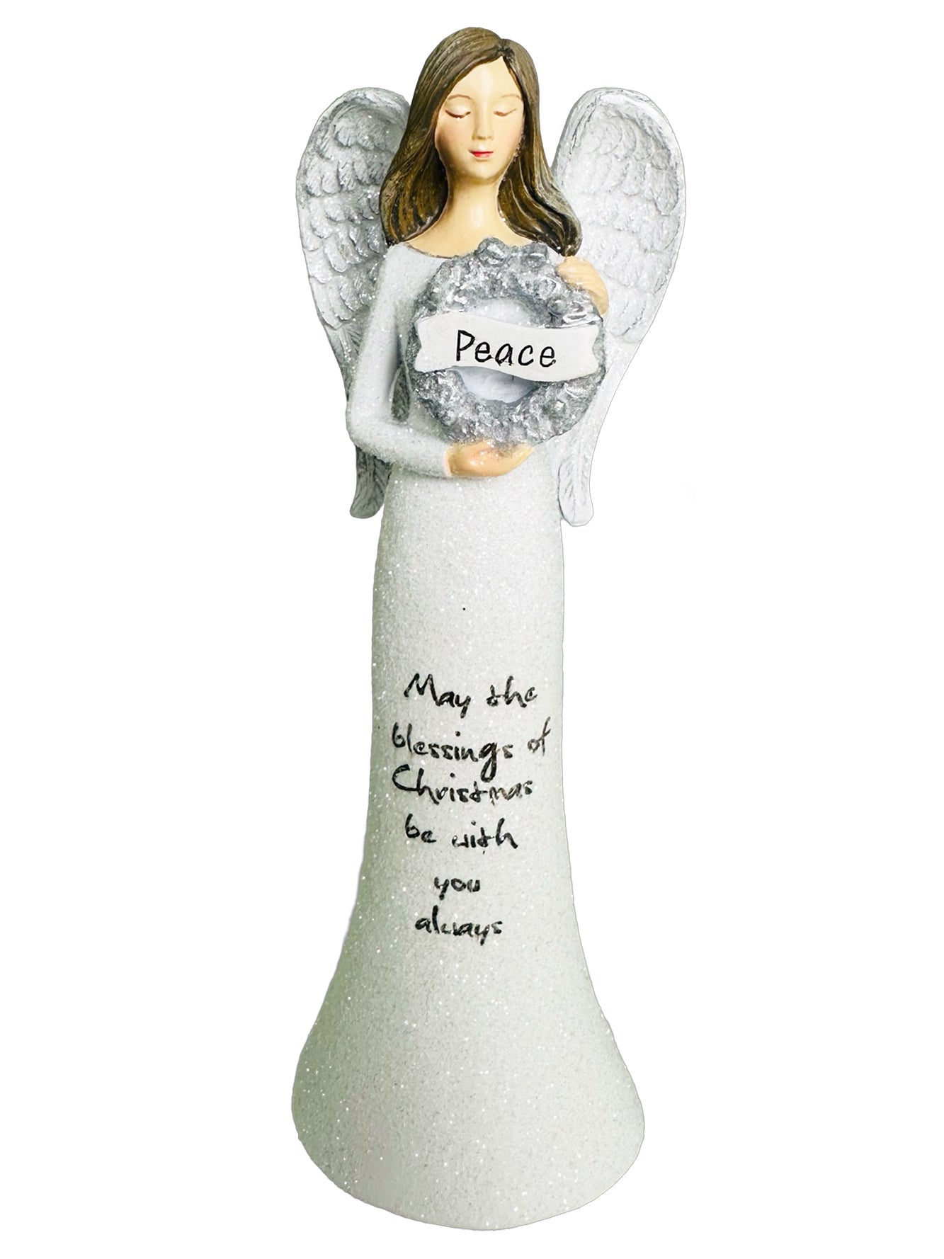 CHRISTMAS ANGEL WITH WREATH NST10414