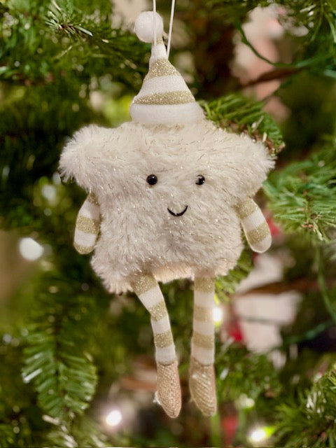 FLUFFY STAR WHITE HANGING ORNAMENT UC571155