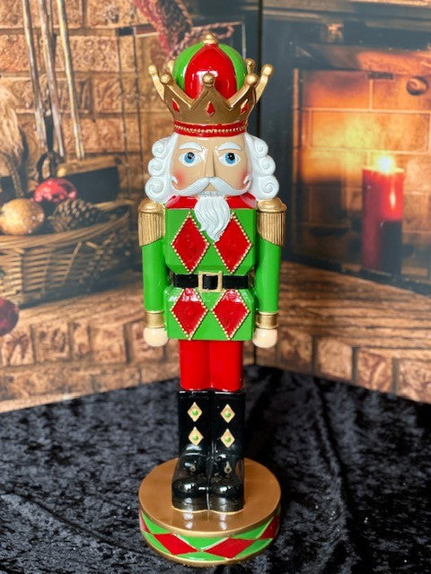 GREEN/RED HARLEQUIN NUTCRACKER WITH GOLD XBE264