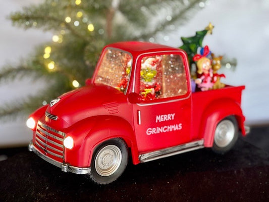 GLITTER LANTERN - GRINCH TRUCK WITH CINDY LOU, MAX AND TREE XGR73