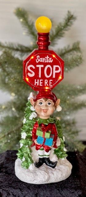 ELF SANTA STOP HERE LED SIGN POST XPG31