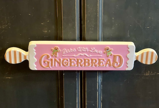 METAL PINK GINGERBREAD SIGN XBO157