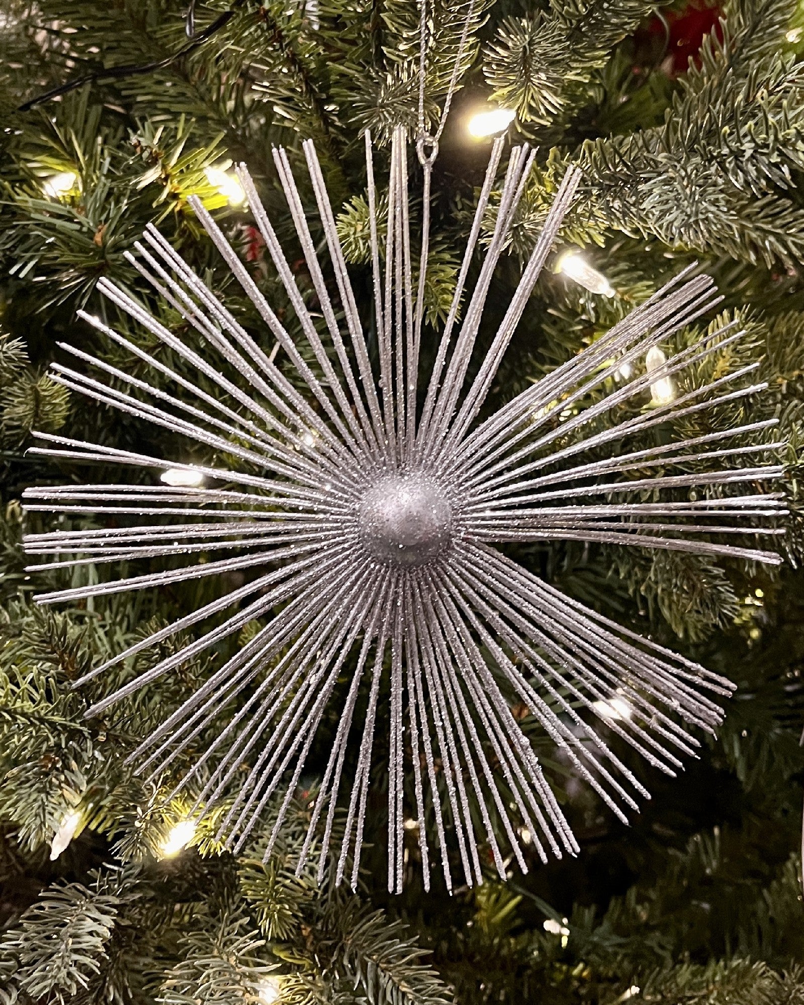 SILVER STARBURST HANGING ORNAMENT 4258065
