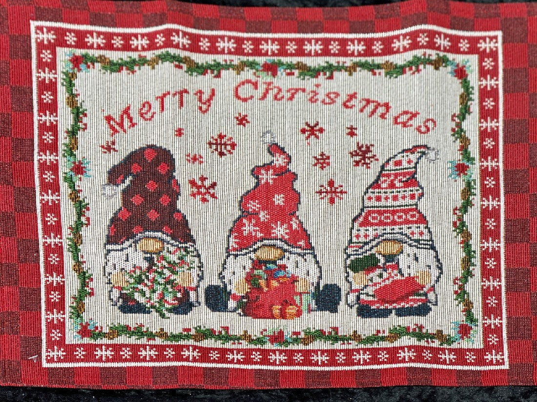MERRY CHRISTMAS THREE GNOME & DEER PLACEMAT 4278394