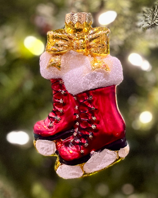 RED ICE SKATES GLASS ORNAMENT 4289207