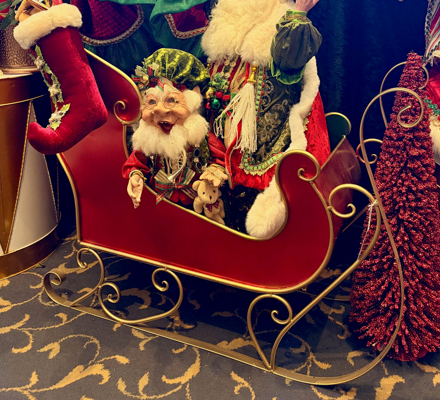 RED/GREEN METAL SLEIGH WITH GOLD DETAIL 4292902 PICK UP IN STORE ONLY