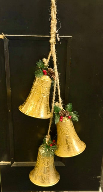Set Of 3 Gold Bells SMG313
