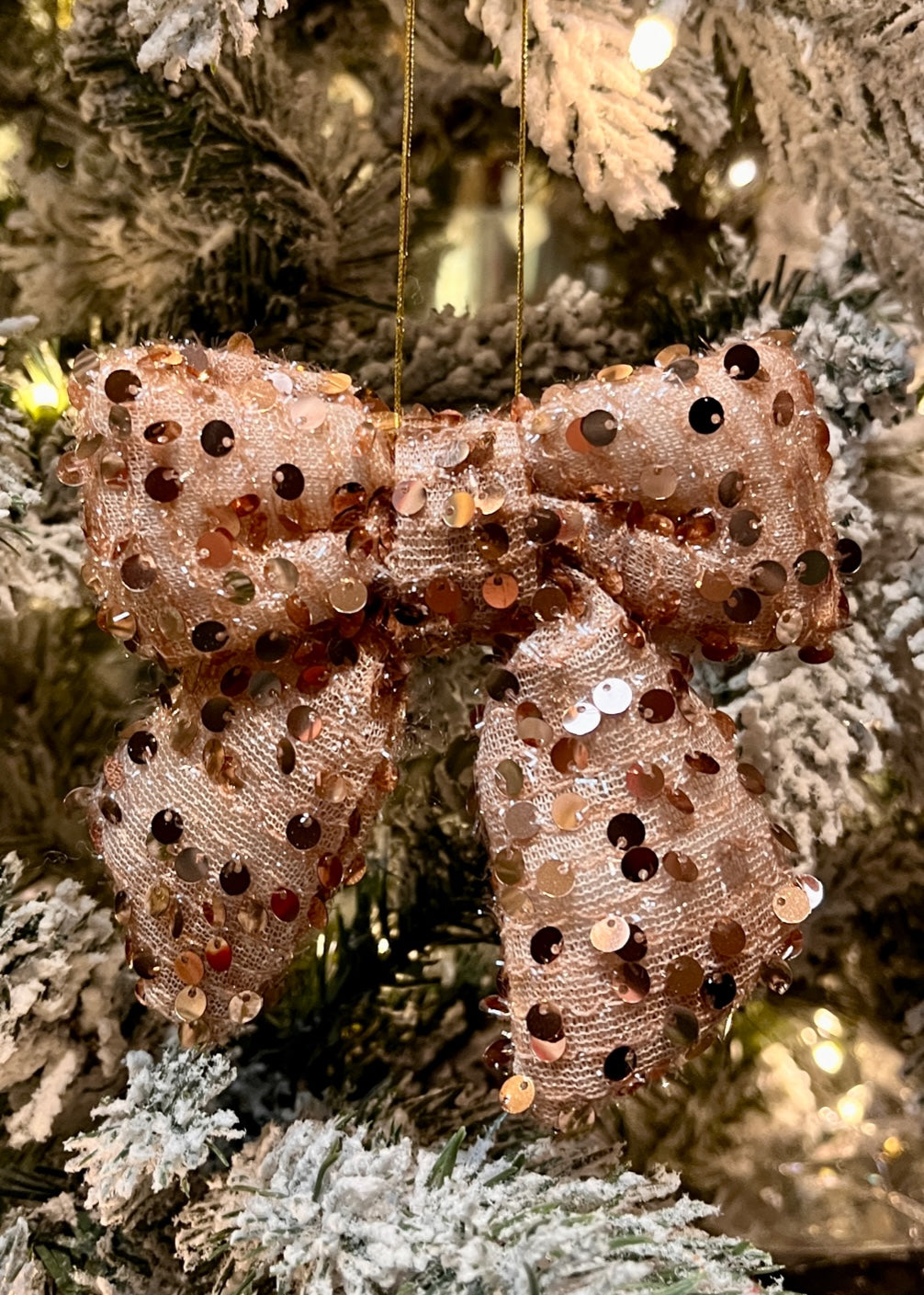 Champagne Sequined Bow Hanging SNE623