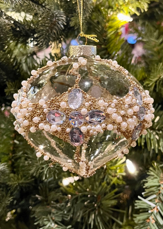 Clear Gold Encrusted GLASS ONION ORNAMENT SPQ012